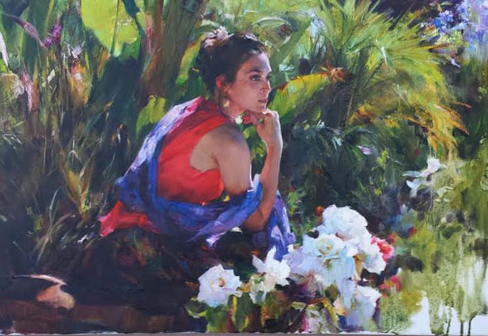 Original Painting, In the Garden by Michael & Inessa Garmash