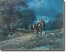 Original Painting, Rainy Night Travelers by Martin Grelle