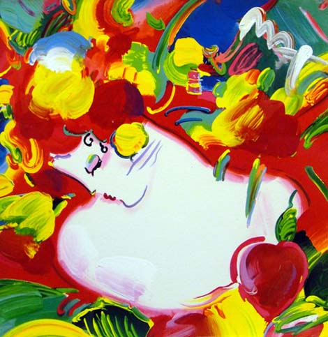 Original Painting, Flower Blossom by Peter Max