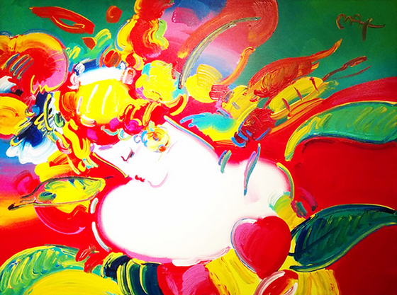 Original Painting, Flower Blossom Lady by Peter Max