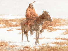 Original Painting, Cold Montana Morning by Howard Terpning