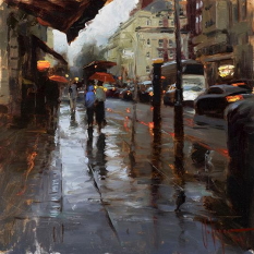 Original Painting, Rain in London by Vladimir Volegov