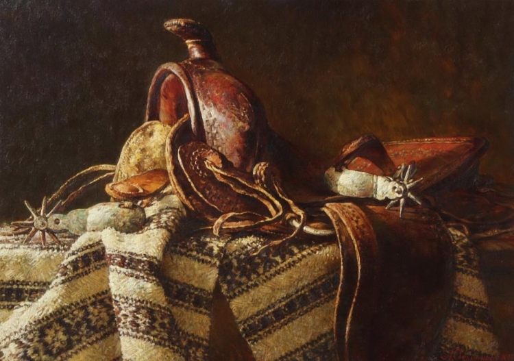 Original Painting, Saddle and Spurs by Anton Ovsianikov