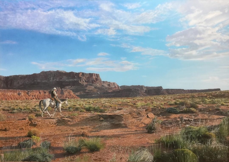 Desert Walker by John Bye painting of a cowboy