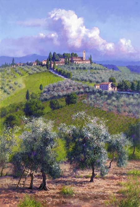 Original Painting, Oil Trees of Chianti by June Carey