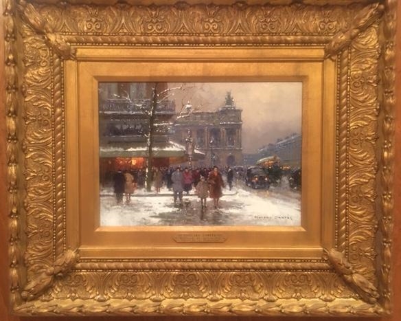 Original Painting, Cafe La Paix Neige by Edouard Cortes