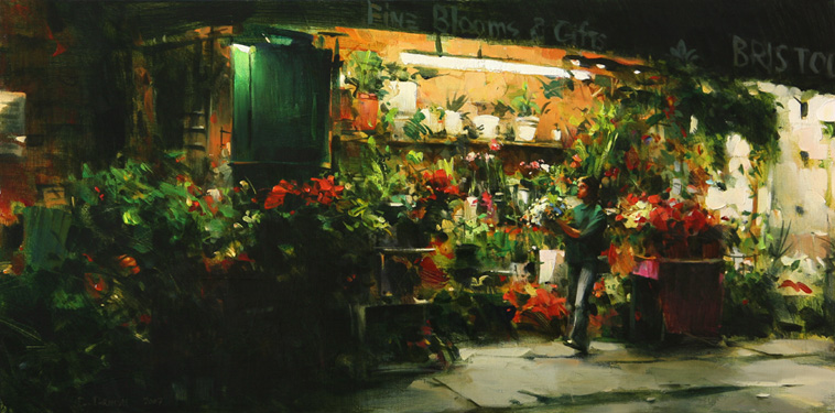 Original Painting, Flower Shop by Dimitri Danish