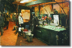 Original Painting, Flower Store by Dimitri Danish