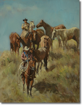 Original Painting, Head 'Em Home by Judee Dickinson