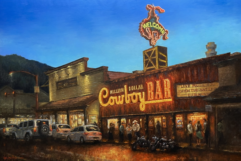 Million Dollar Cowboy Bar 42 x 62 by Wesley James Drake