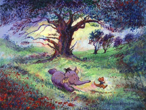 Original Painting, Heffalump and Roo by Harrison Ellenshaw