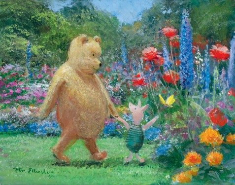 Pooh and Piglet in the Garden by Peter Ellenshaw