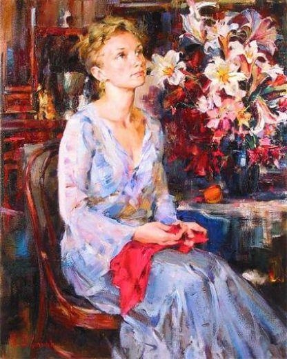 Original Painting, Delicate Beauty by Michael & Inessa Garmash