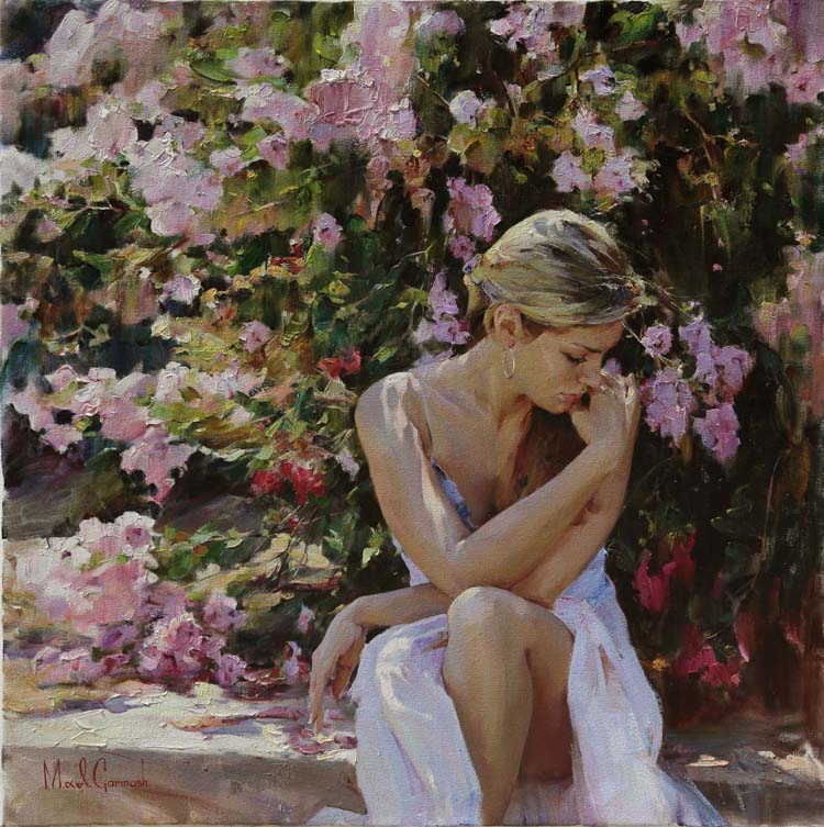 Original Painting, In the Gpring Garden by Michael & Inessa Garmash