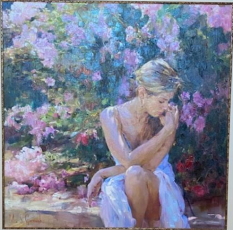 Original Painting, Blooming Beauty by Michael & Inessa Garmash