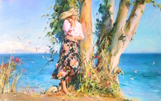 Original Painting, Ocean Allure by Michael & Inessa Garmash