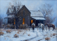 Original Painting Stayin' by the Fire by Martin Grelle