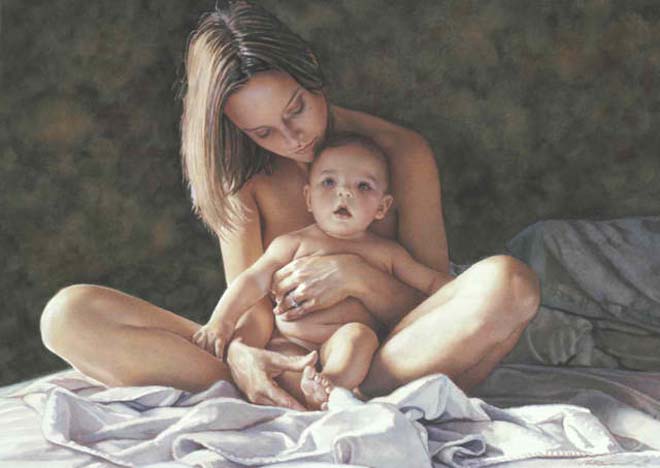 Original Painting, A Mother's Pride by Steve Hanks