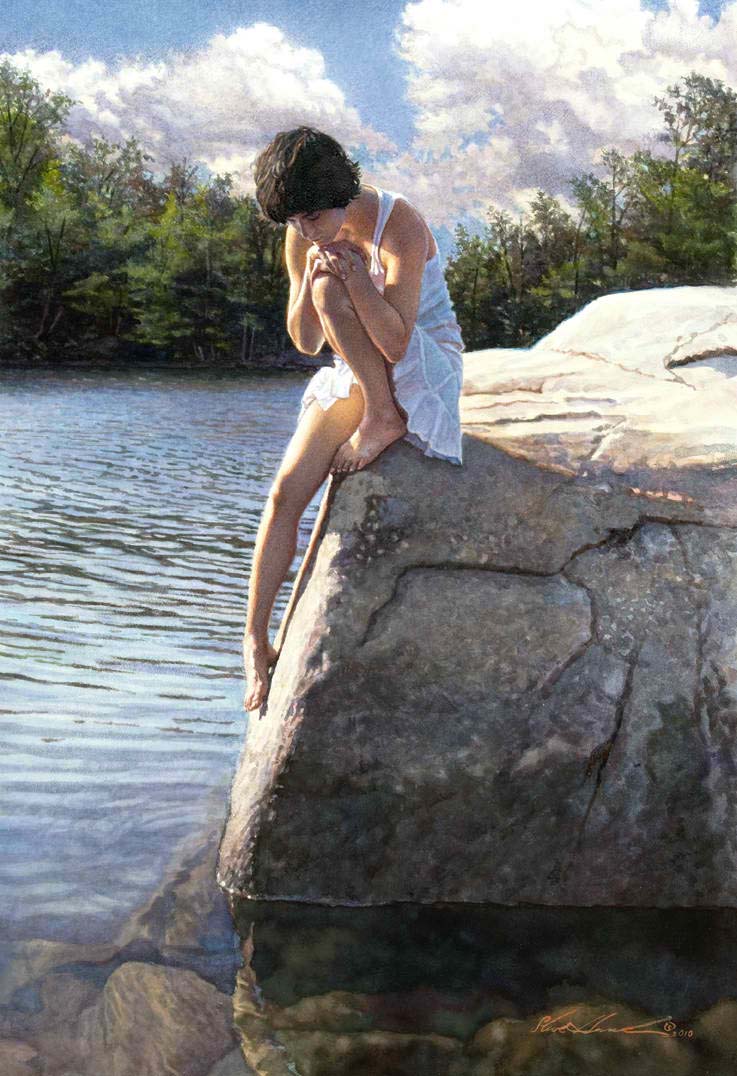 Original Painting, I Thought I Saw An Angel by Steve Hanks