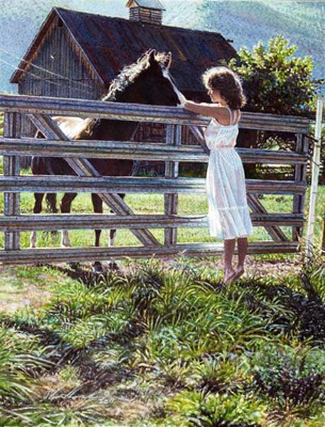 Original Painting, The Meeting At The Gate by Steve Hanks