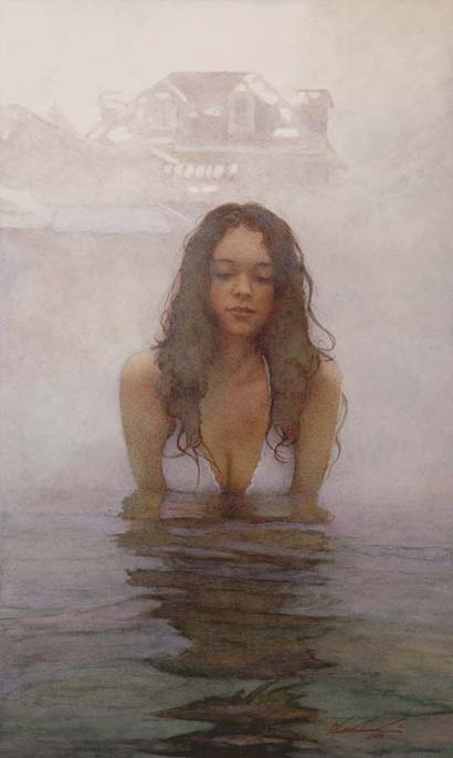 Original Painting, Through the Mist of the Hot Springs by Steve Hanks