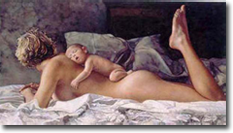 Original Painting, A Mother's Warmth by Steve Hanks