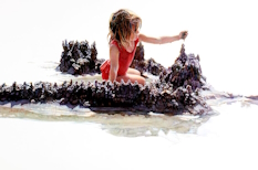 Original Painting, Busy Building on the Beach by Steve Hanks