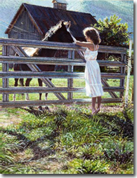 Original Painting, The Meeting At The Gate by Steve Hanks