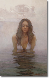 Original Painting, Though the Mist of the Hotsprings by Steve Hanks