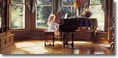 Original Painting, Tiny Fingers at the Piano by Steve Hanks
