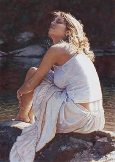 Original Painting, With Sun in Her Hair by Steve Hanks
