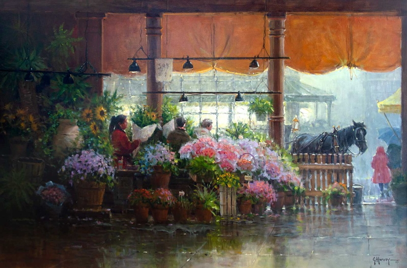 Original Painting, Pike Place Public Market by G. Harvey