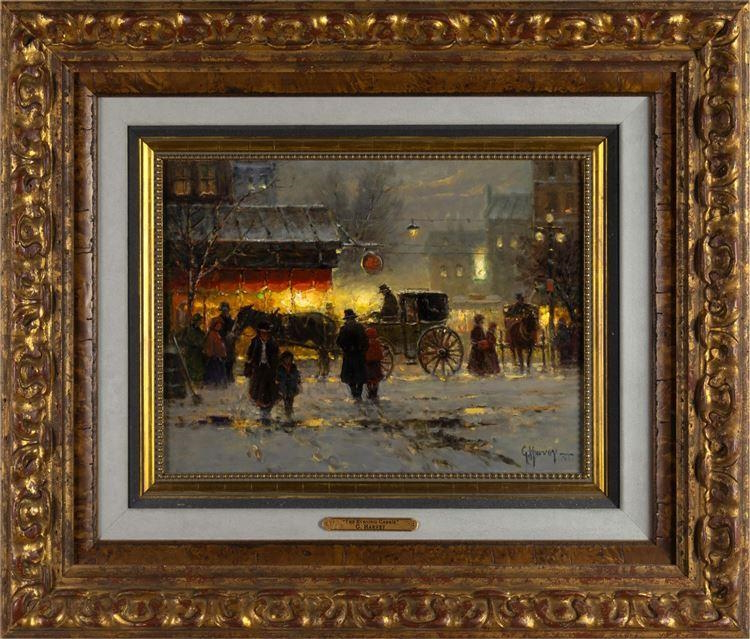 Original Painting, The Evening Cabbie by G. Harvey