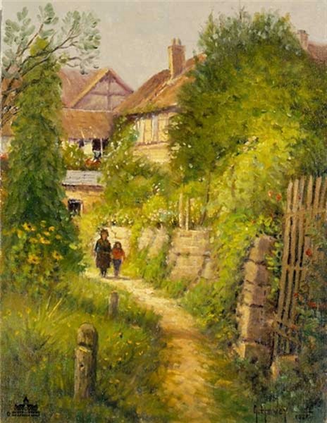 Springtime in Europe - Garden Walk by G. Harvey by G. Harvey