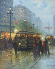 Original Painting, Market Street Trolley Study by G. Harvey