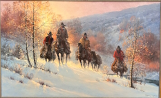 Original Painting, Morning Glow on Powder Snow by G. Harvey