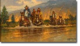 Original Painting, Rio Grande Crossing by G. Harvey