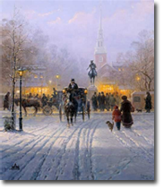 Winter Evening in Old Boston by G. Harvey