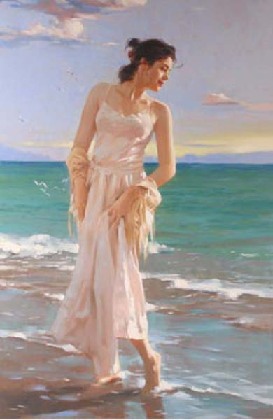 Original Painting, White Gulls by Richard Johnson