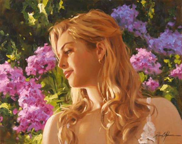 Original Painting, Phlox and Gold by Richard Johnson