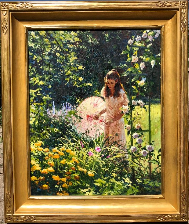 Original Painting, Flowers and Lace by Richard Johnson