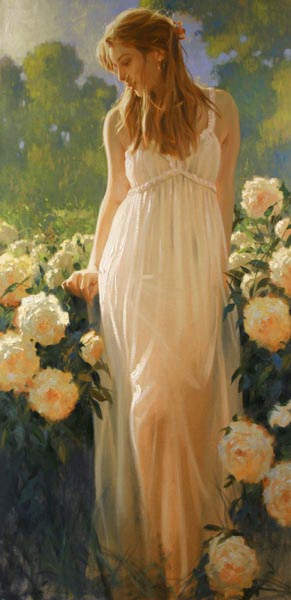 Original Painting, Silk and White by Richard Johnson