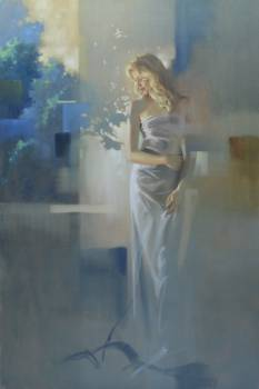 Original Painting, Twilight Garden by Richard Johnson