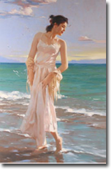 Original Painting, White Gulls by Richard Johnson