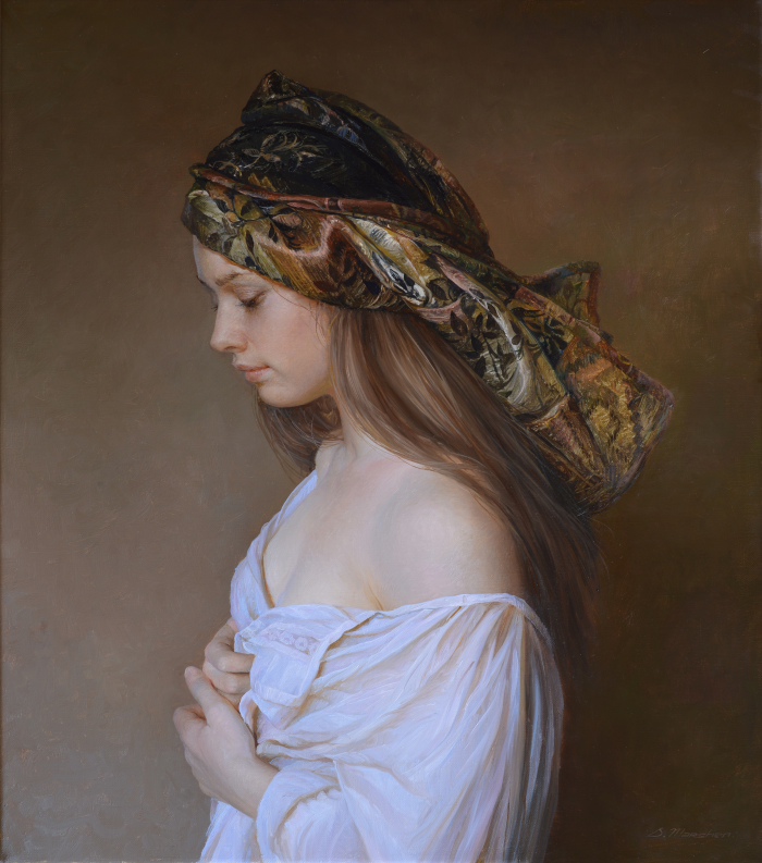 Girl with Scarf, a Serge Marshennikov Original Painting