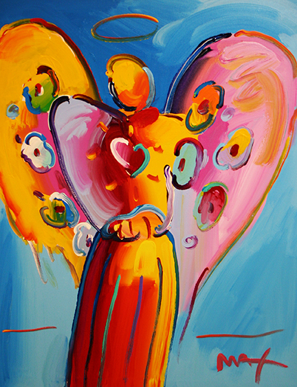 Angel With Heart 2011 a Peter Max Original Painting