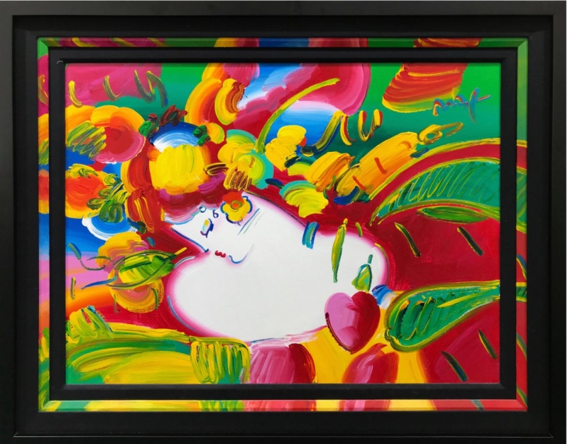 Original Painting, Flower Blossom Lady 36 x 48 by Peter Max