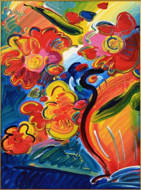 Original Painting, Vase of Flowers Series 56 Version B #1 by Peter Max