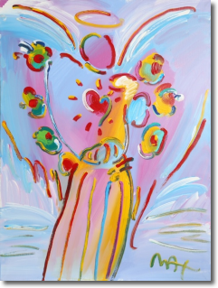 Original Painting, Angel with Heart 1999 by Peter Max