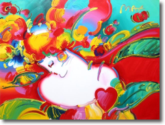 Original Painting, Flower Blossom Lady 1999  by Peter Max